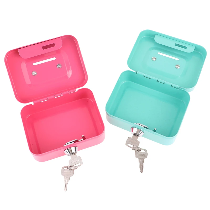 Mini Money Safe Box Cash Box Metal Key Money Bank Small Security Lock Box Portable Sturdy Lockable Coin Boxes For Kids Adults