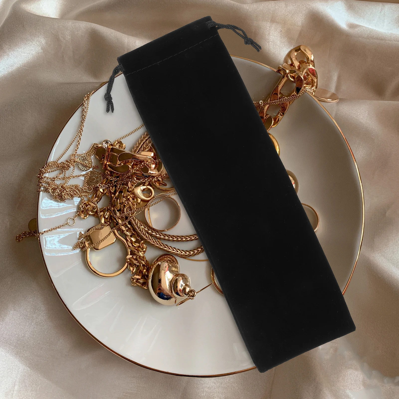 

12pcs Cutlery Bags Drawstring Pouches For Tableware Storage Reusable Lunch Bag Accessory Sushi Shop Supplies Straw Packing Bag