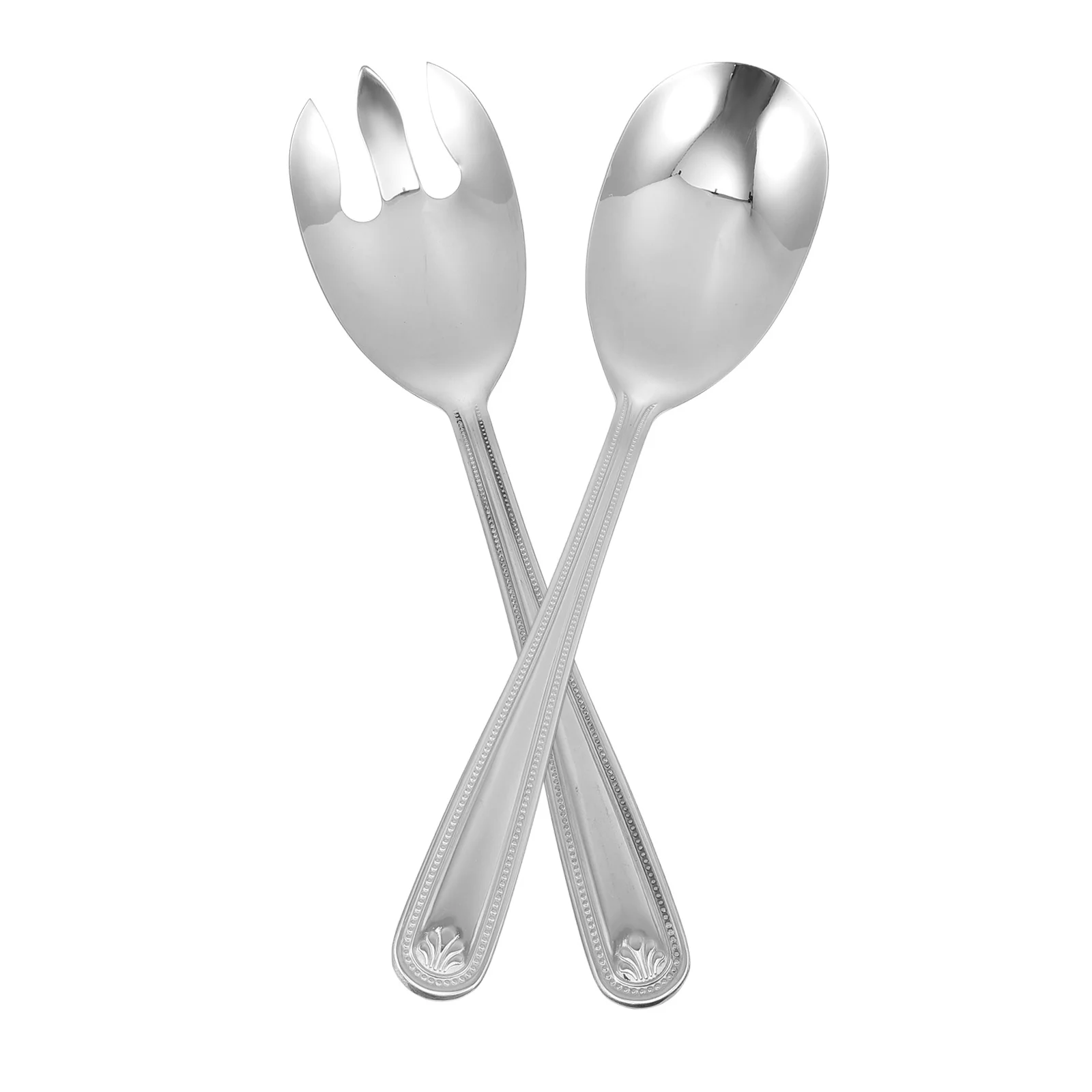 

1 Set Of Stainless Steel Salad Spoon Fork Reusable Lightweight Dessert Cake Ice Cream Fruit Vegetable Serving Utensils Home