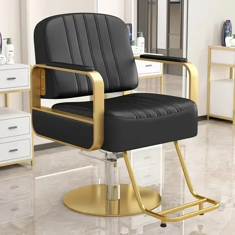 Silla De peluquero De moda, silla De peluquería ajustable, cómoda y elegante, color negro, muebles nórdicos estéticos De Barberia