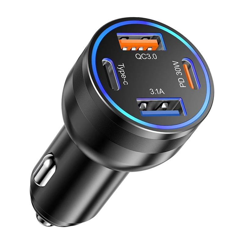 65W 4 Port USB C Car Charger Adapter, PD&QC3.0 Type C Car Charger Fast Charging For Iphone 16 15 ,Samsung,Ipad,Pixel