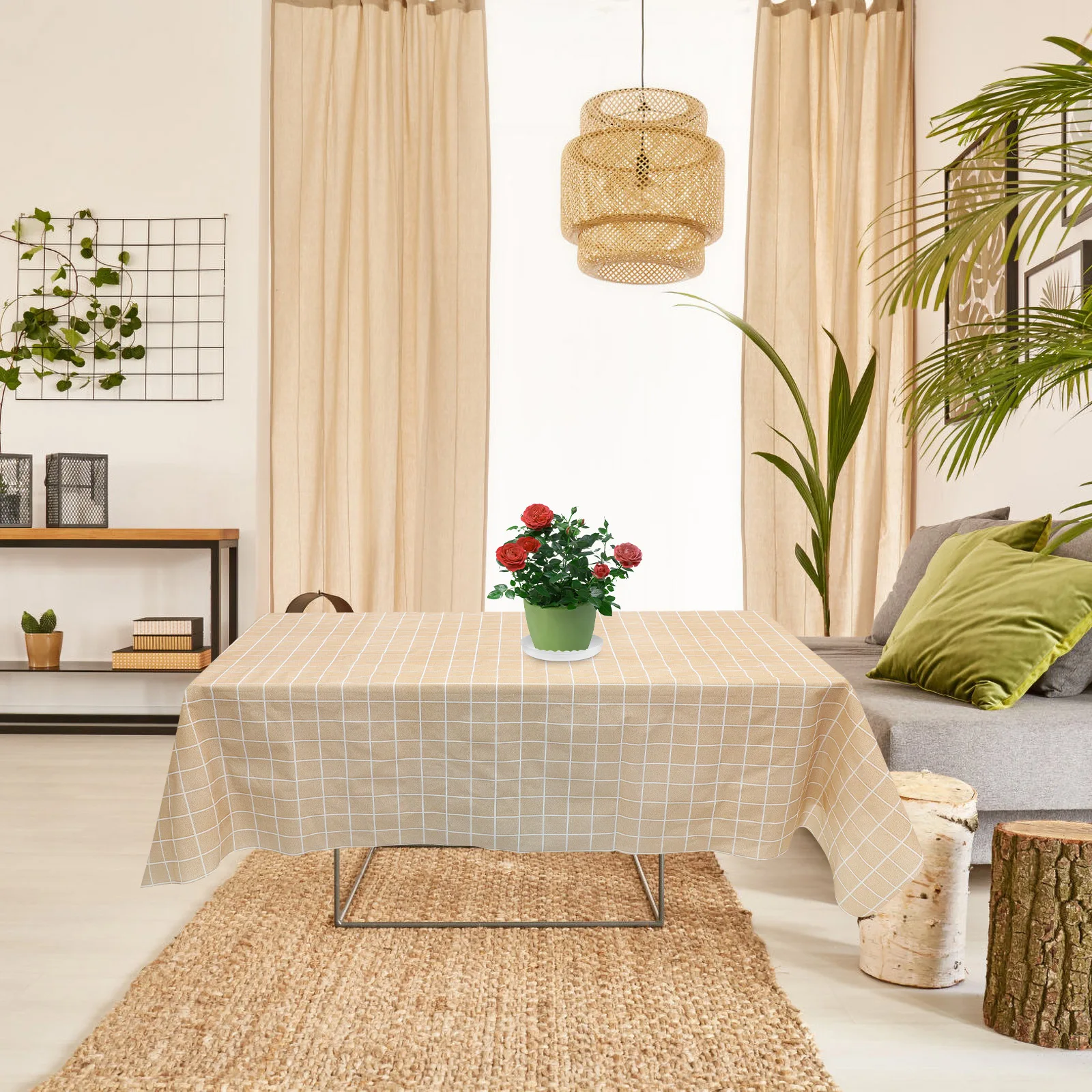 

2pcs Rectangle Plaid Table Cover Peva Waterproof Oilproof For Picnic Camping Outdoor Table Protection Tablecloth