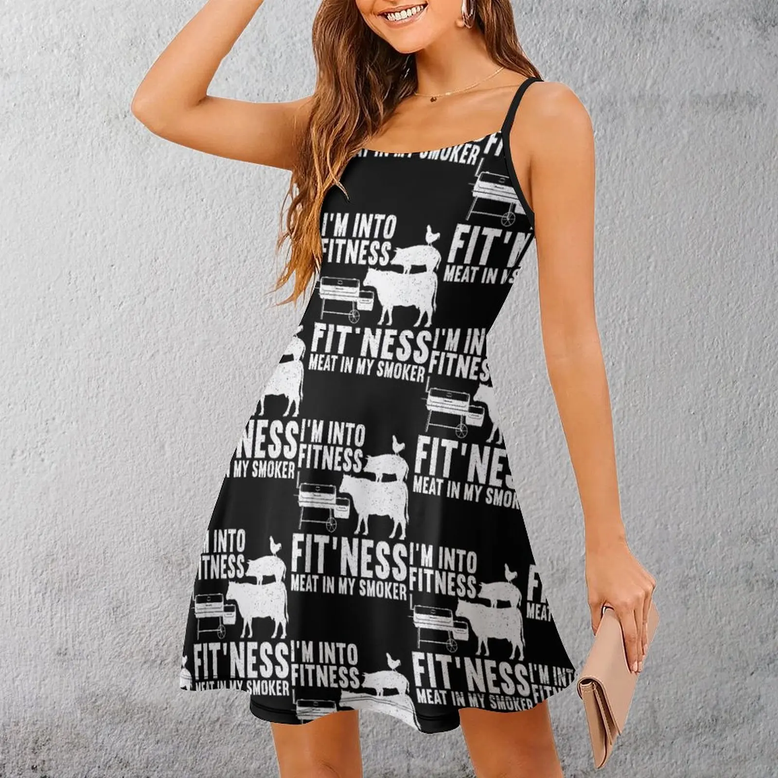 

Exotic Fitness Meat Smoker BBQ Women's Sling Dress Graphic Cocktails Woman's Clothing The Dress Casual Graphic