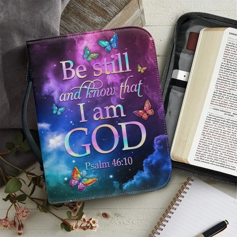 Women's Book Holy Storage Boxes Leather Handbags New Women's Personalized Bible Verse Print Bible Cover Case Bible Storage Bags