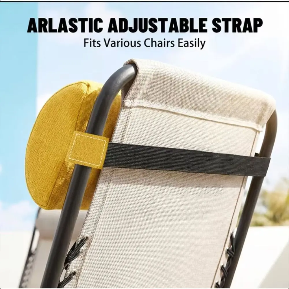 Cotton Fabric Lawn Chair Headrest Adjustable Straps Suitable for All Four Seasons Beach Chair Pillow 35cm Space-saving