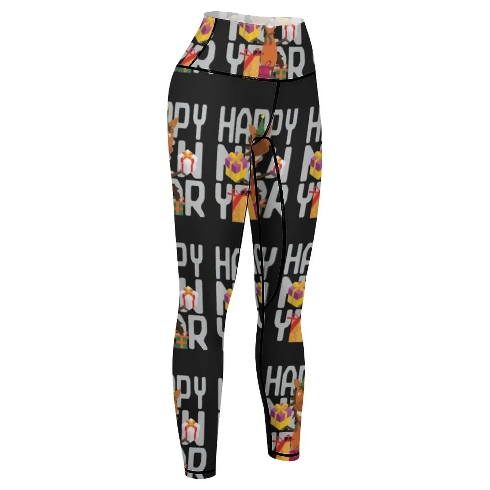 مضحك الحصان يمنيات سنة جديدة سعيدة طماق المرأة عالية الخصر الرياضة امرأة الصالة الرياضية Leggins رفع امرأة المرأة طماق