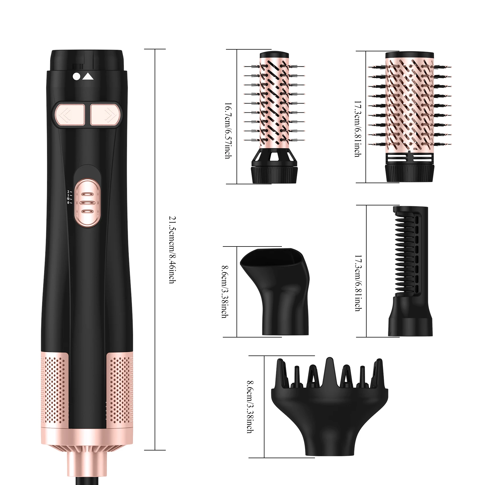 Rotating Hair Dryer Brush 5 in 1 Blow Dryer Brush Spinning Curling Brush with 2 Rotating Brushes (1.5" & 2") Hot Air Brush Style