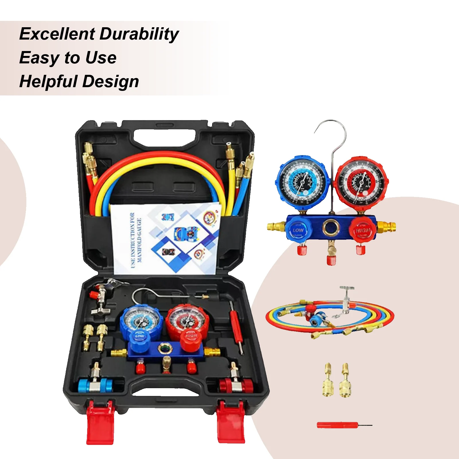 

Manifold Gauge Set Precision Refrigerant Gauge Kit Recharge Refill Kit For Home Workshop Garage Truck Seasonal Upkeep