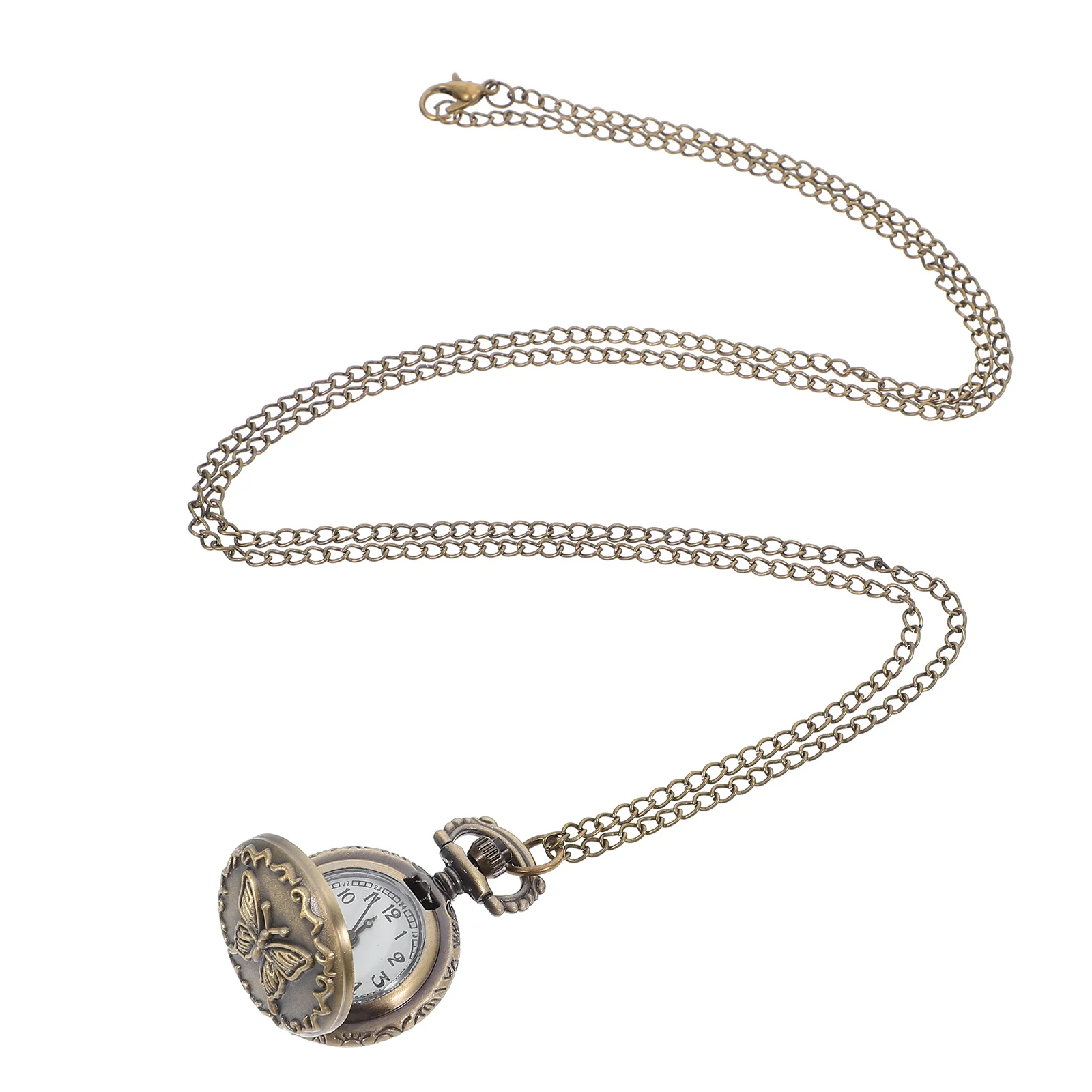

Vintage Necklace Watch Butterflies Pattern Durable Titanium Materials Creative Gift Idea for Family and Friends