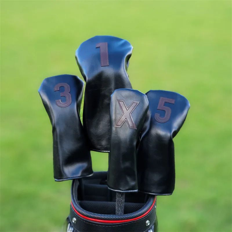

Oil Wax Leather Golf Driver Head Cover Universal Fit Waterproof Protective Wood Club Headcover