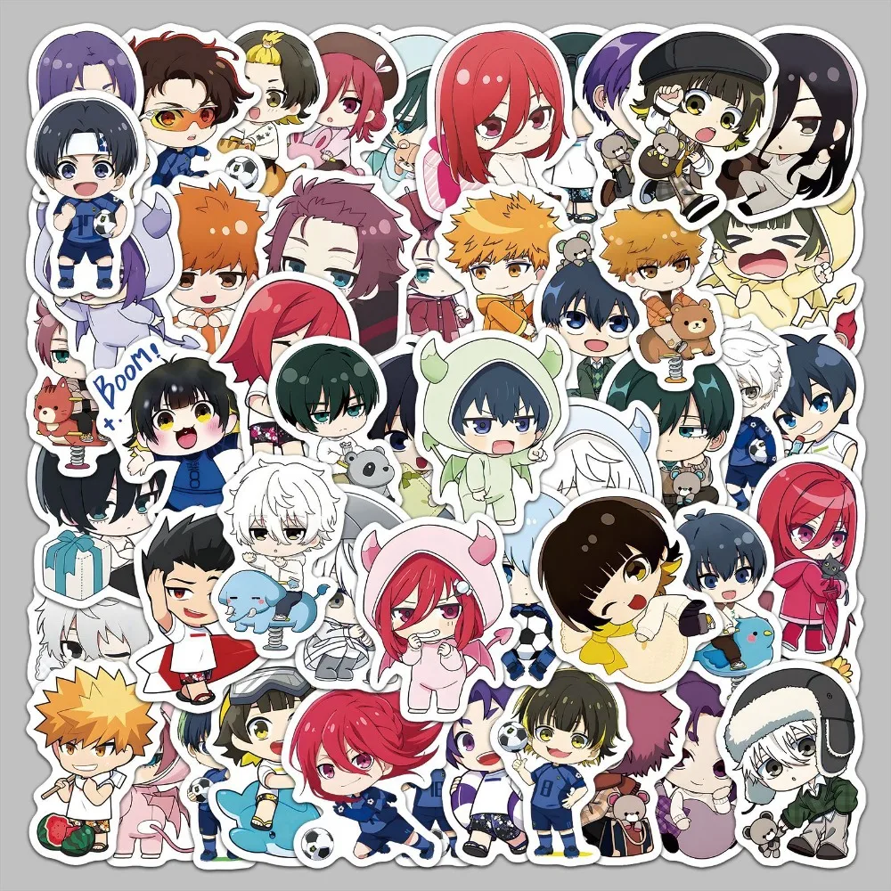 50 قطعة قفل أزرق الكرتون Q نسخة الكتابة على الجدران ملصقات الشارات حقيبة الكمبيوتر المحمول الغيتار الديكور DIY بها بنفسك لعبة كلاسيكية للأطفال #3