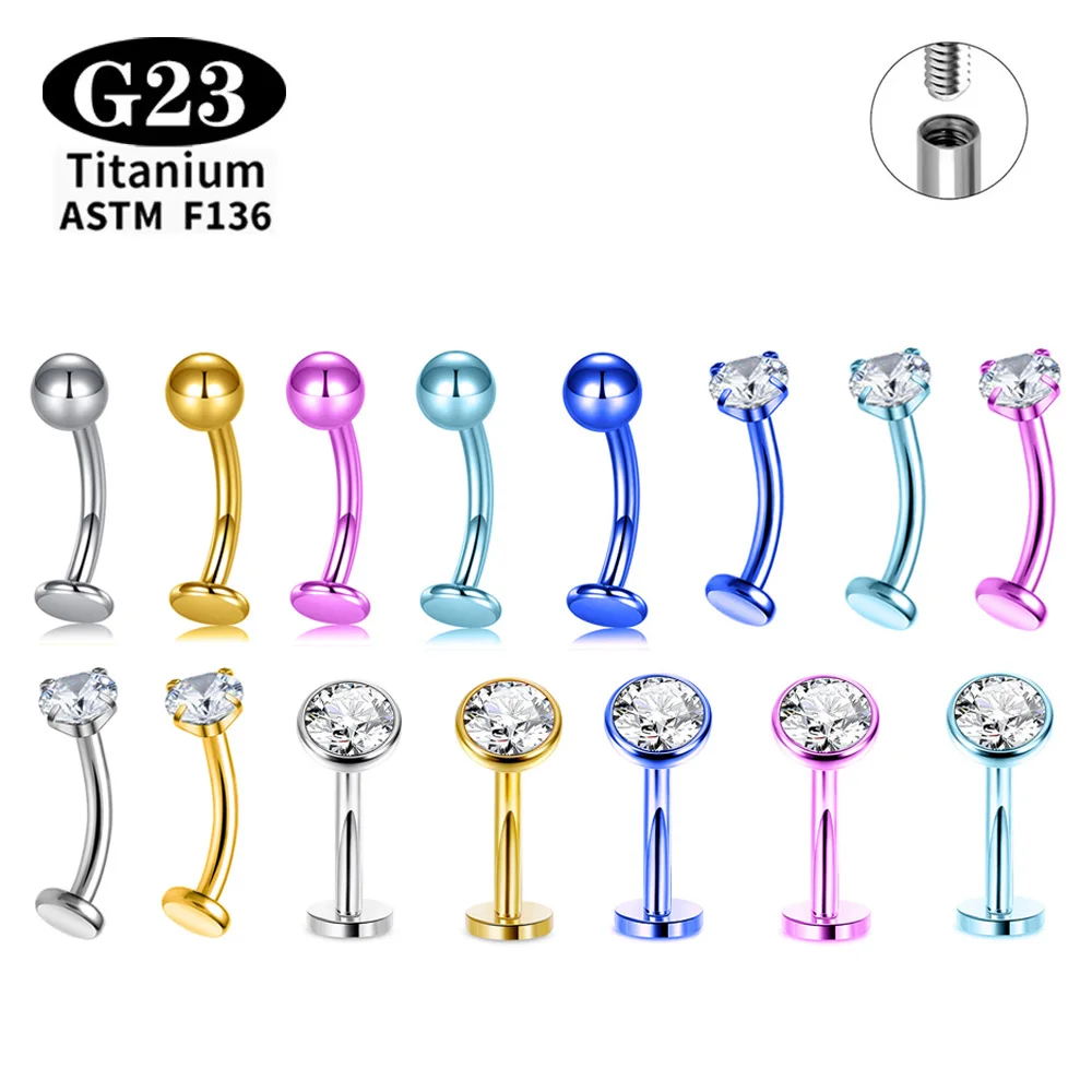 ASTM F136 G23 Titan Bauchnabelpiercing Körperschmuck mit Innengewinde und Zirkonia, 14G 8mm 10mm 12mm 14mm 16mm – Detail 4