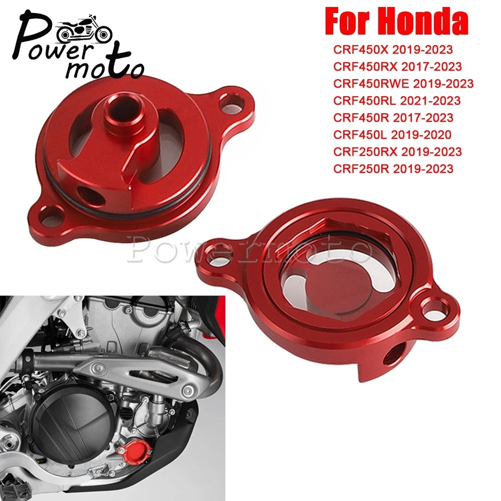 Motorcycle Filter Cap Transparent Aluminum Dirt Bike Engine Oil Cover For Honda CRF 450X 450R 450RL 450RX 450RWE 250 R RX 17-23 image 4