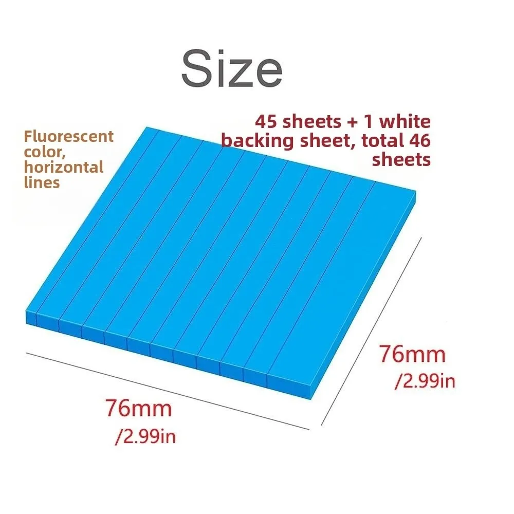 8Pcs Self-adhesive Self Sticky Notes Pad with Lines 8 Rainbow Color Memo Pad Paper N Times 76X76MM Message Paper Office Use