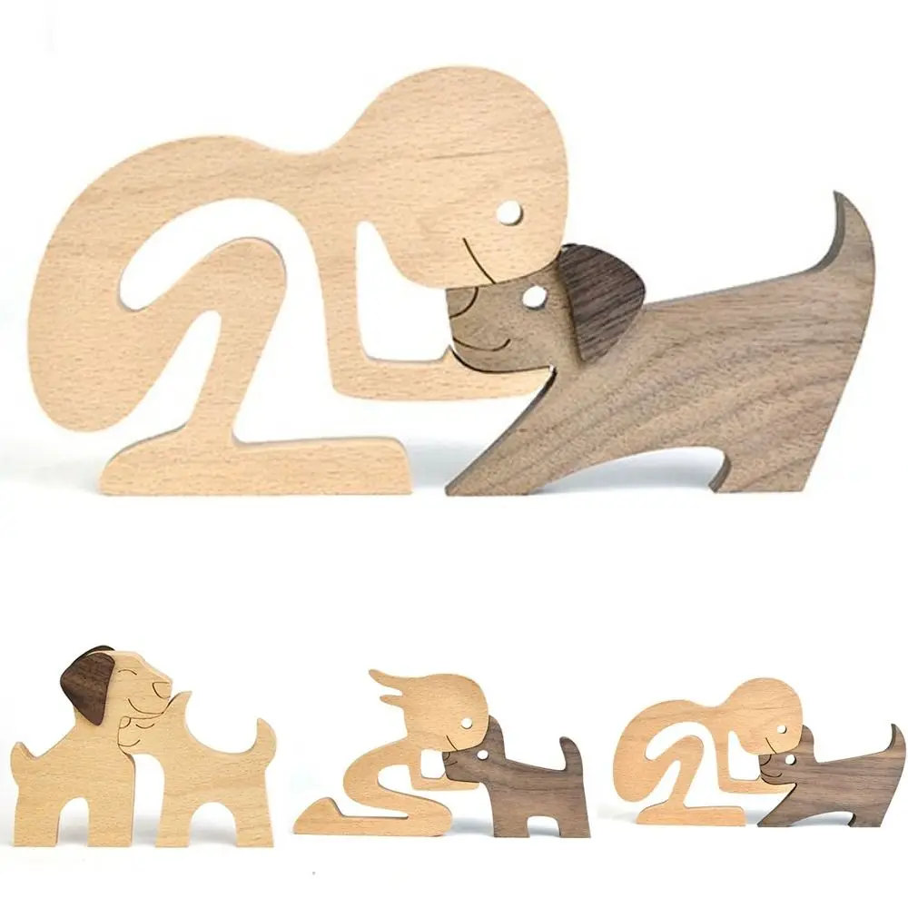 

Office Home Decor Handicrafts Wooden Dog Pet Lovers Souvenir Ornaments Puppies Figurines Desktop Ornament Commemorative Gift