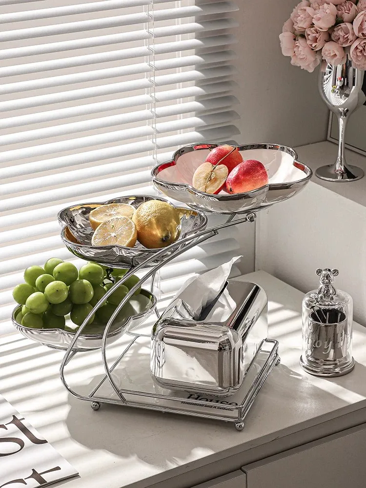 Light Luxury Fruit Serving Tray,Household Snack Candy Plate  Live Room Coffee Table,Creative Decorative Dessert Platter