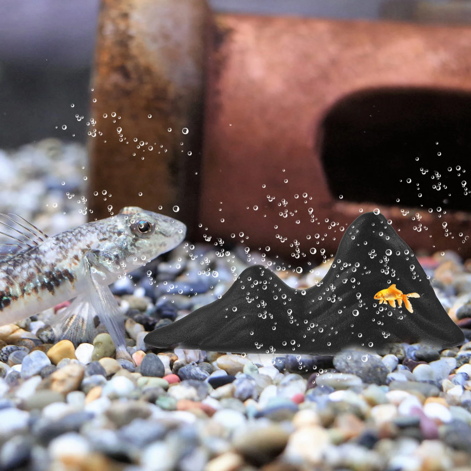 

1Pcs Black Ceramic Rockery Ornament Realistic Fish Tank Decor Aquarium Craft Ceramic Rockery Ornament