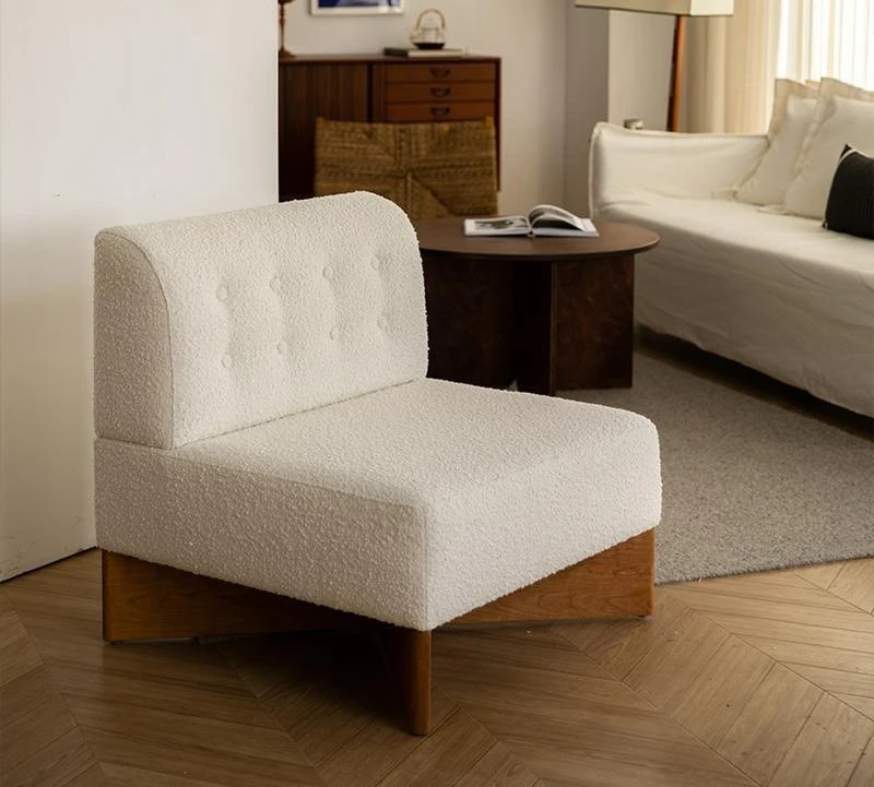 

Wabi-sabi wind, solid wood, sofa chair, Nordic, retro, fabric, living room