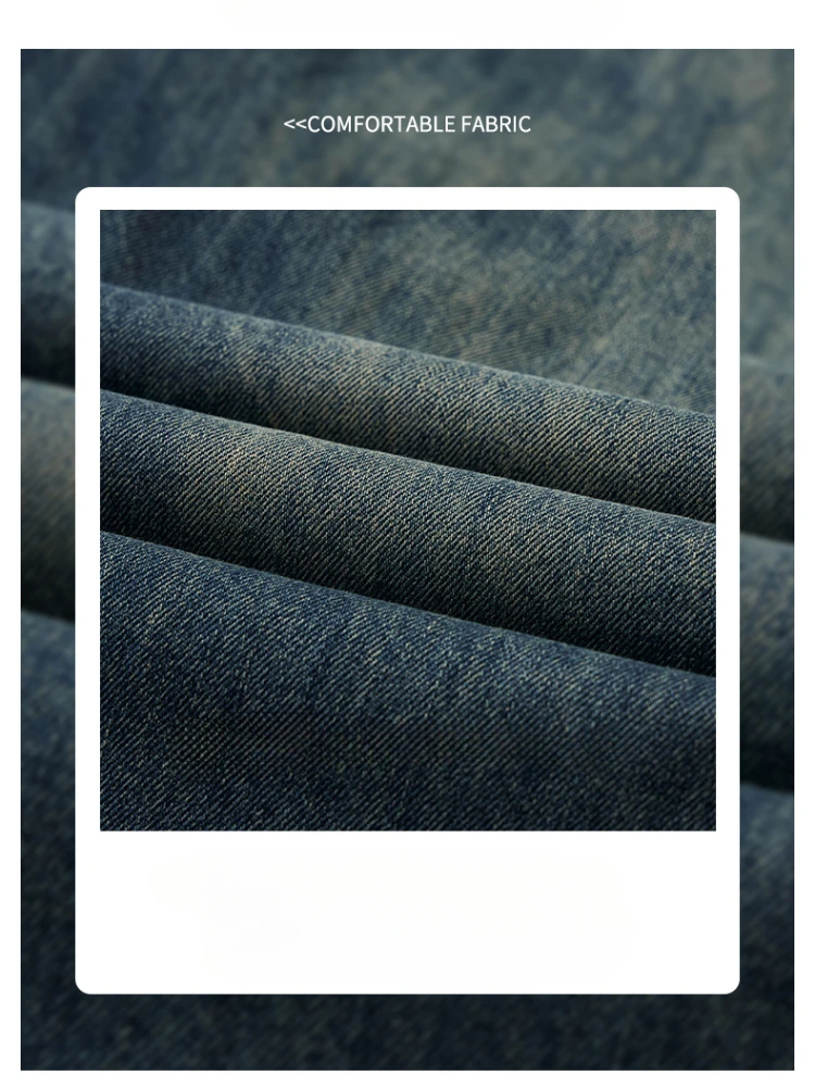 Stitching Men\'s Autumn Jeans Fashion Distressed High Street Youth Straight Trousers Casual Korean Wide Denim Pants Male
