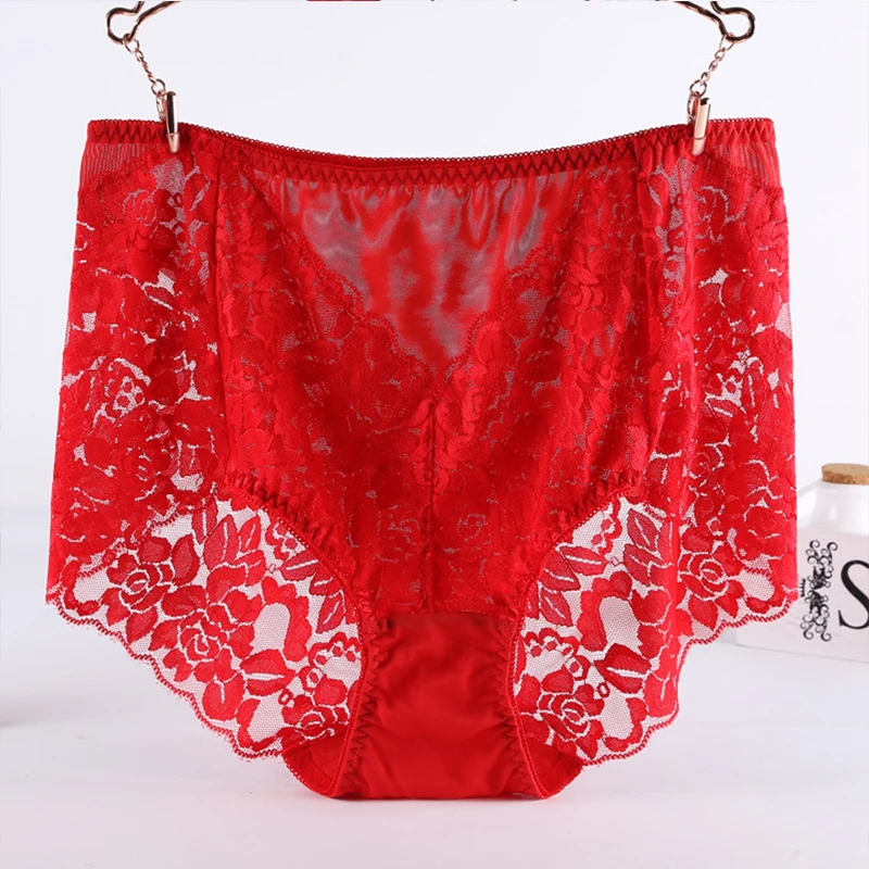 Large Size with High Waist Panties for Women Underwear Plus Size Sexy Lace Panties Female Big Size Briefs Mesh Lingerie Xxxl 4XL