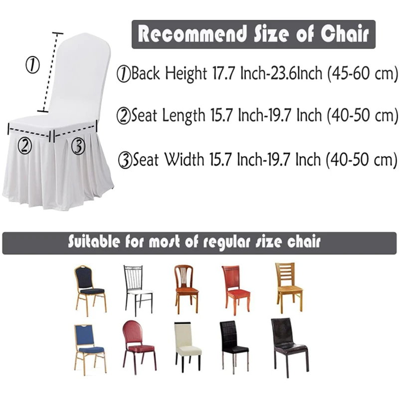 New 6-1PC Wedding Chair Cover Party Decoration Spandex With Skirt Pleated Use Elastic Stretch Dining Birthday Hotel Banquet Gift