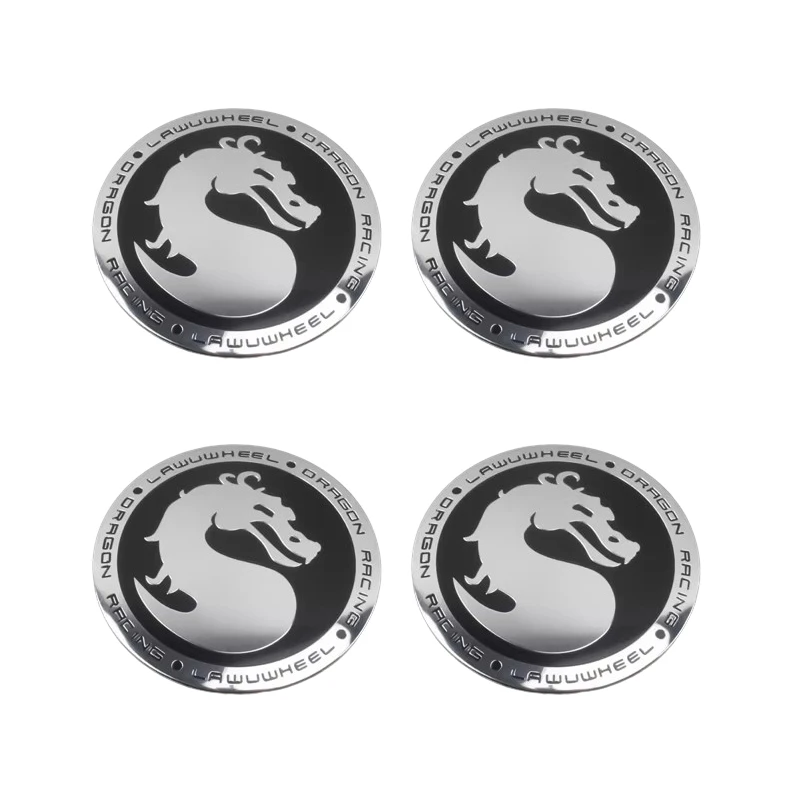 4PCS 56mm Universal Dragon Badge Car Wheel Center Emblem Hub Sticker For BMW Toyota Honda KIA Nissan Opel Peugeot Jeep VW