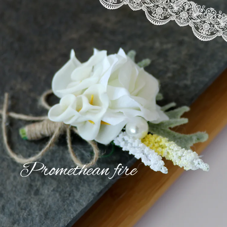 White small PE horseshoe lotus deer antler breast flower Western style wedding groom bride collar flower celebration supplies