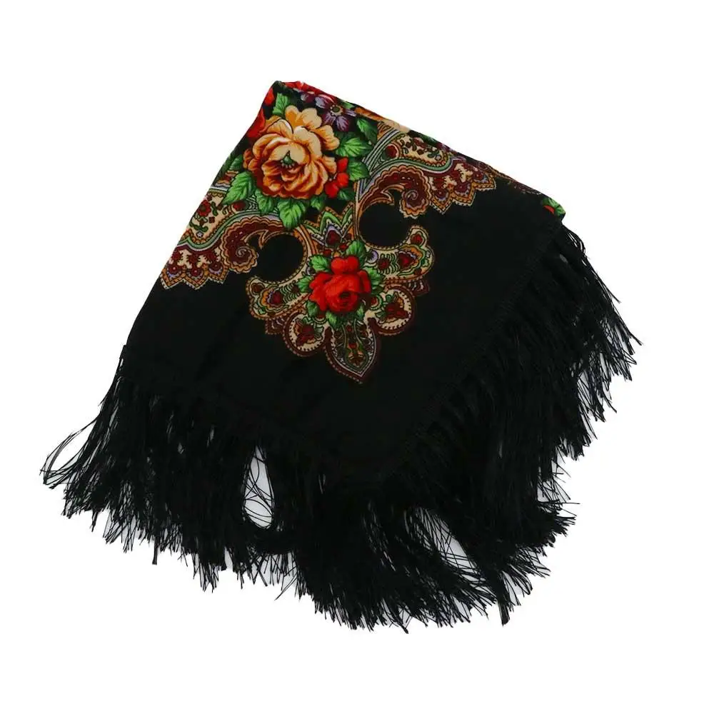 

Long Vintage Russian Style Pashmina Printing Floural Wraps Shawl Square Scarf Tassel Scarf