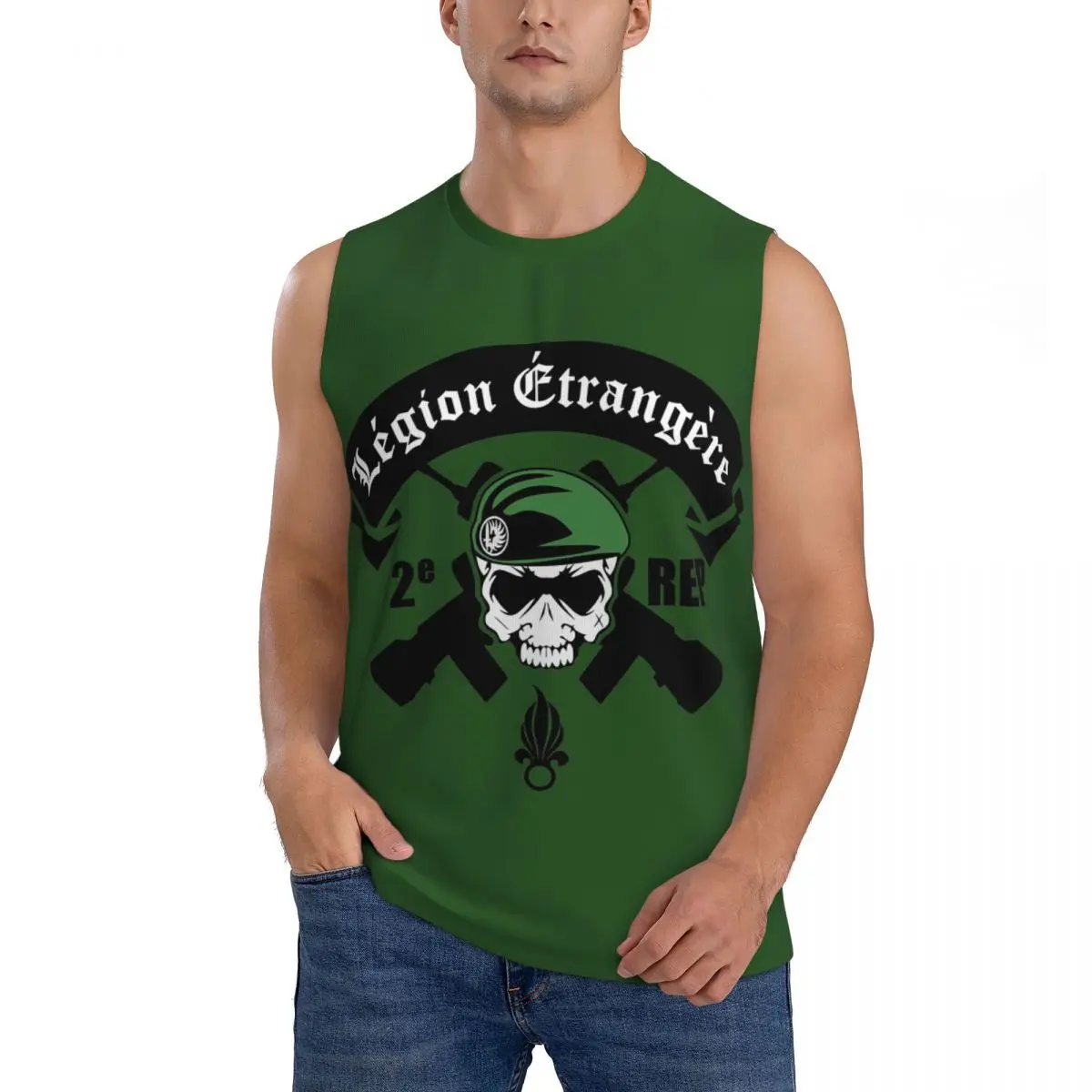 Legion Etrangere Foreign France Military Men Sleeveless Tank Tops Quick Dry Breathable Gym Fitness Running Summer Sport Vest