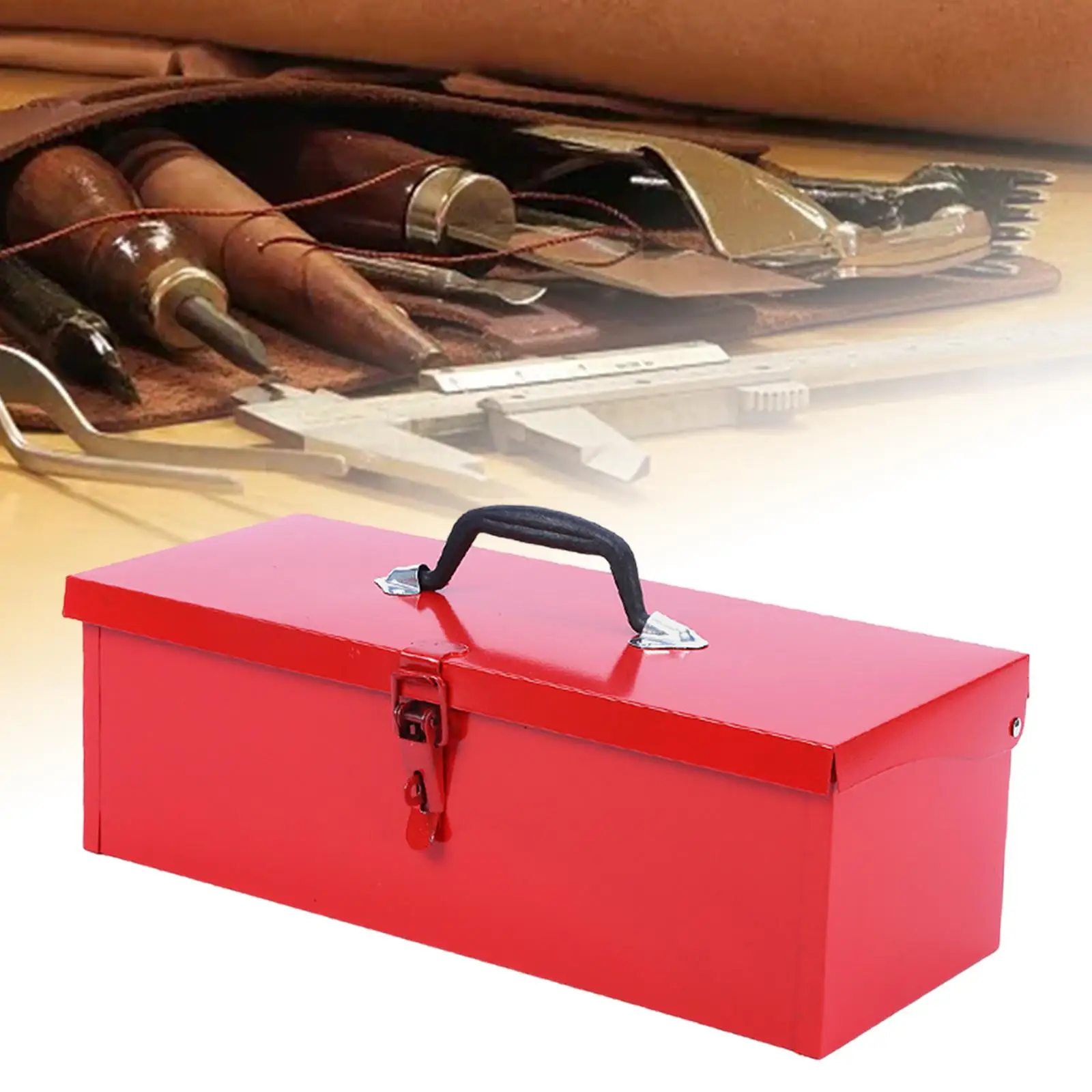 Iron Tool Box Latch Closure Ergonomic Handle Container Hardware Storage Hand Tool Case Tool Organizer for Electrician Workshops