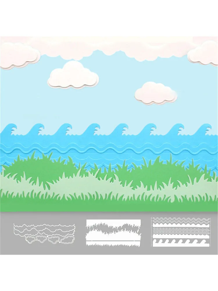 Bamboo sea wave grass Flowers leaves Metal Cutting Dies Scrapbooking Mold Knife Stencil Making DIY Craft Embossing heart Dies