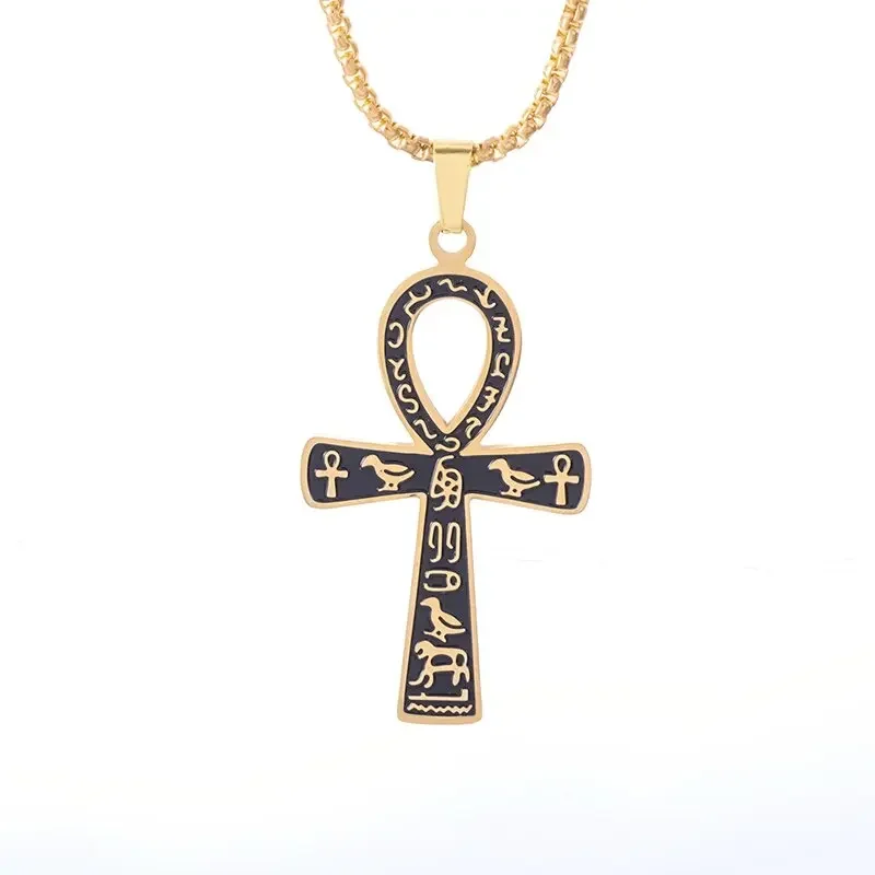 Collier avec pendentif en forme de croix Ankh, Animal égyptien ancien, pour hommes et femmes, breloque à la mode, bijoux d'équitation porte-bonheur