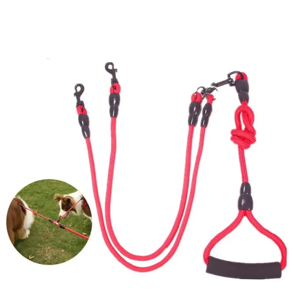 Pet Leash Nylon Double Dual Two Heads Dogs Rope 2 Way Coupler Walk Dogs Collars Harness Leads Dog Leashes