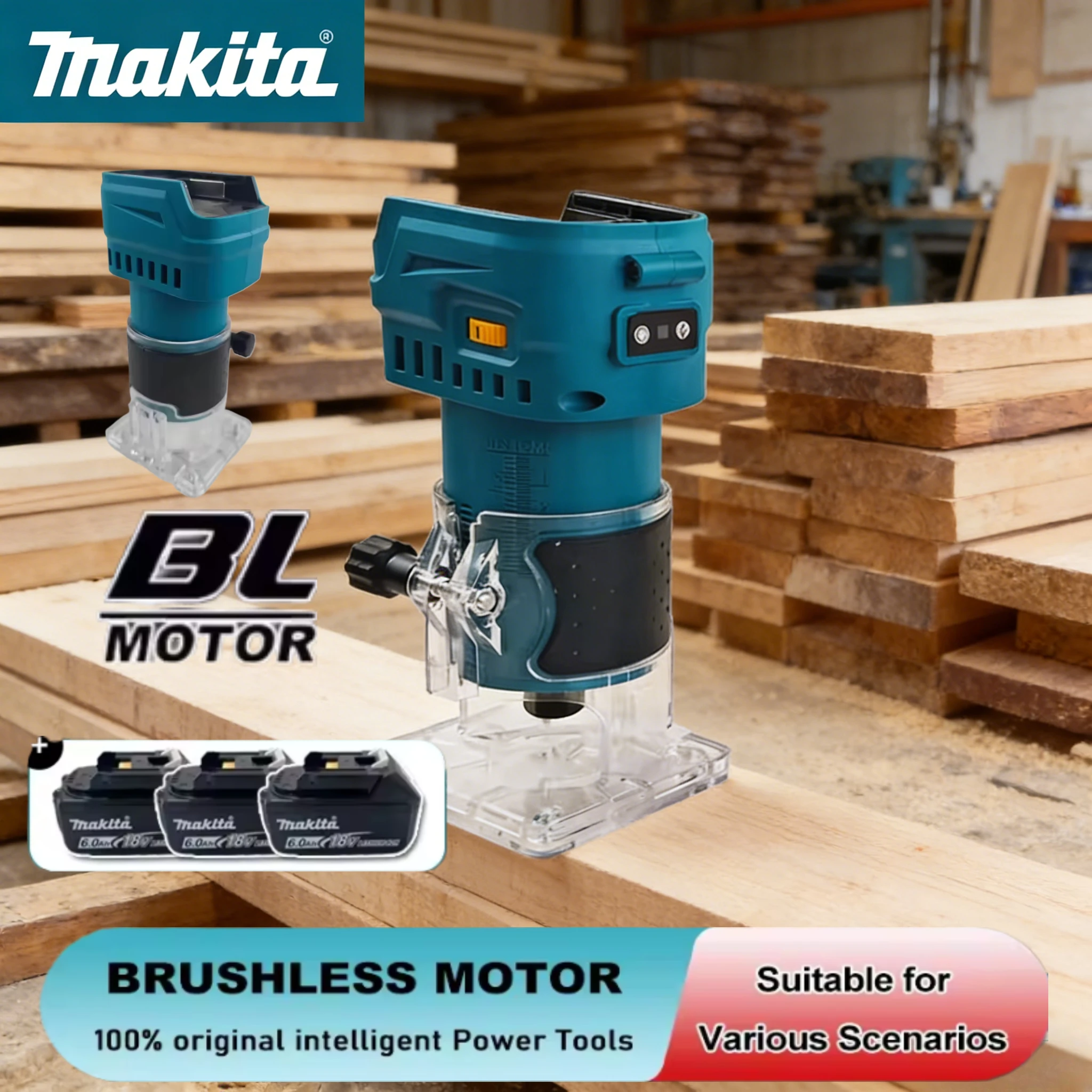 

Бесщеточная фрезерная машина Makita 18В для обработки дерева - аккумуляторный электроинструмент на литиевой батарее