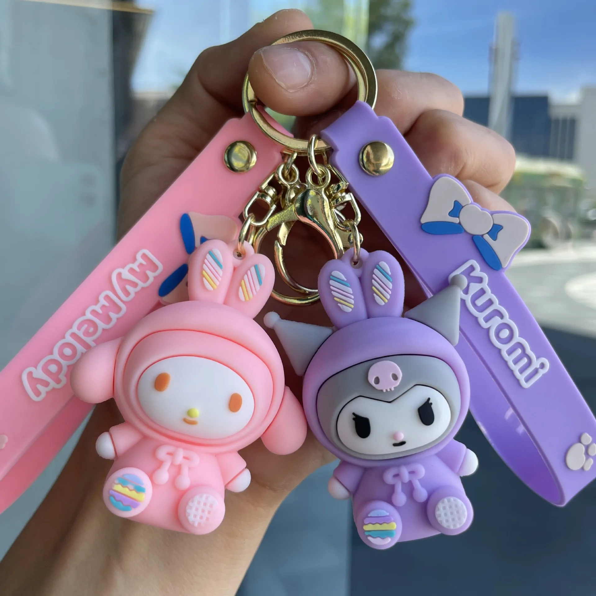 جديد البسيطة الأرنب المفاتيح لطيف دمية المدرسية شماعات الديكور زوجين قلادة هدية صغيرة #5