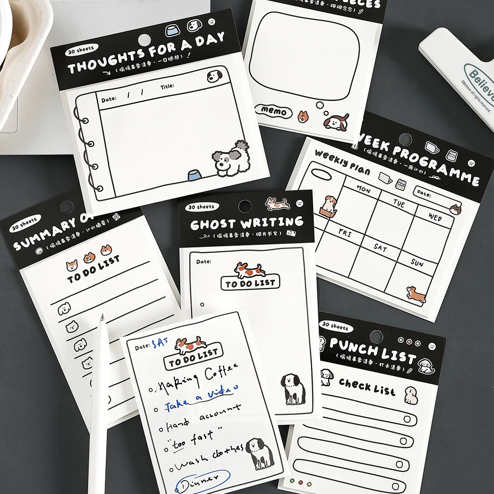 Cartoon Dog Design Weekly Plan To Do List Sticky Memo School Stationery Supplies Diary Junk Journal Check List Sticky Note