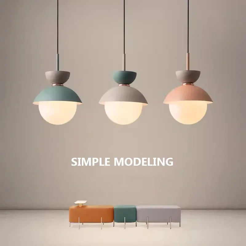 

Nordic LED Pendant Light Macaroon Creative Lamp For Bedroom Bedside Living Room Modern Minimalist Indoor Home Decoration Fixture