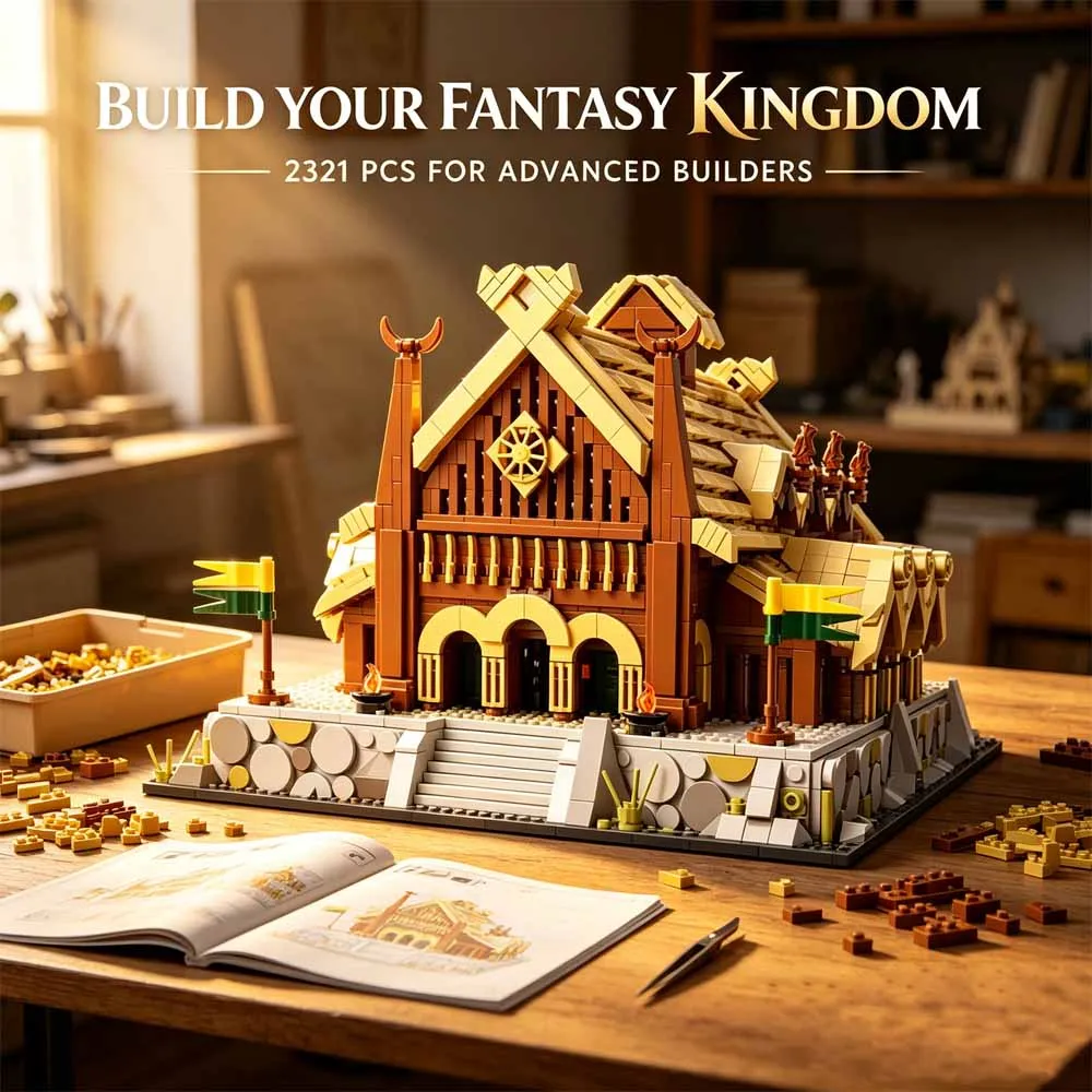 Movie Rings Golden Hall MOC Building Blocks Edoras Rohan Palace Medieval Viking Collectible Toys Gift for Adult 2321Pcs