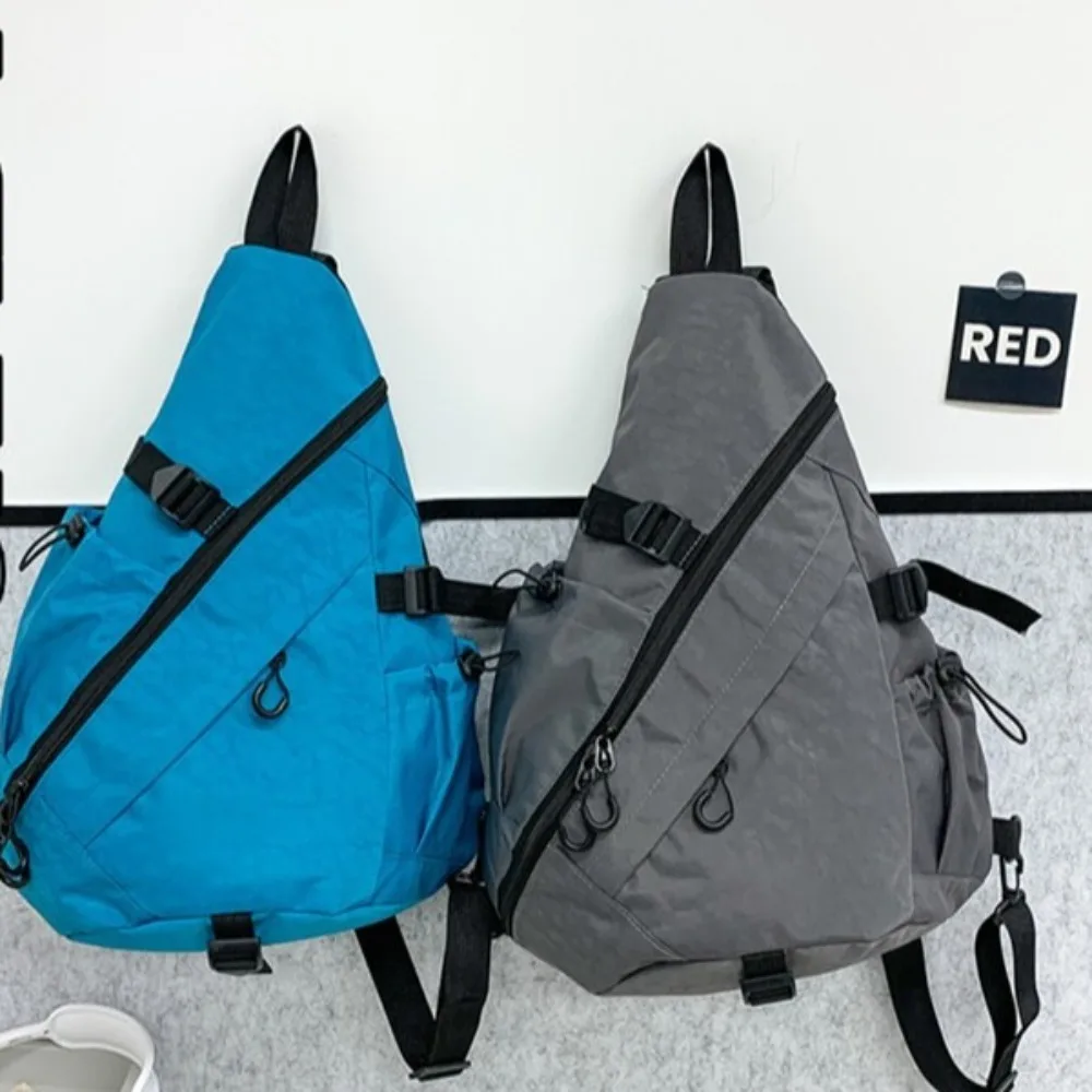 Solid Color Men's Chest Bag Large Capacity Multifunctional Oxford Cloth Shoulder Bag Korean Style Multiple Pockets