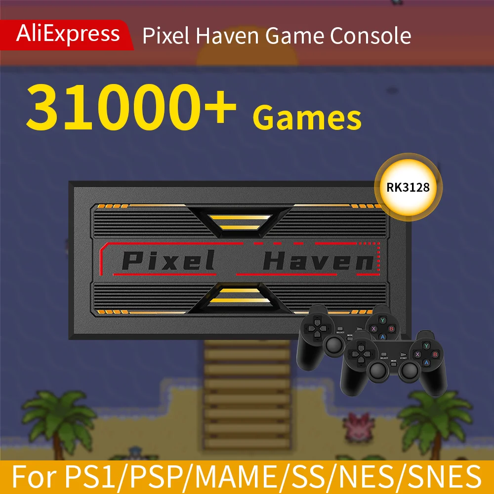 

New Pixel Haven Game Console with 31000+ Retro Games&Emulators for PS1/PSP/MAME/SS/NES/SNES/GB/GBA Plug&Plug for TV/PC 4K output