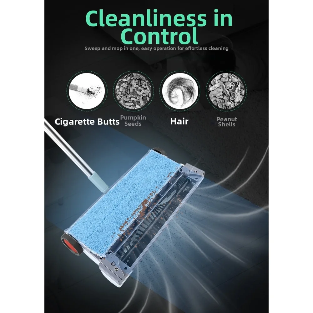 Lightweight Hand Vacuum Cleaner for Hard Floors Tile Solid Wood Cleaning with Removable Dustbin Washable Mop Pads