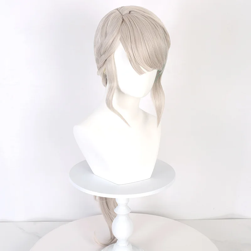 Genshin Impact Linnette Cosplay-Perücke, seitlich geflochten, mit hervorgehobenem Haar und simulierter Kopfhaut
