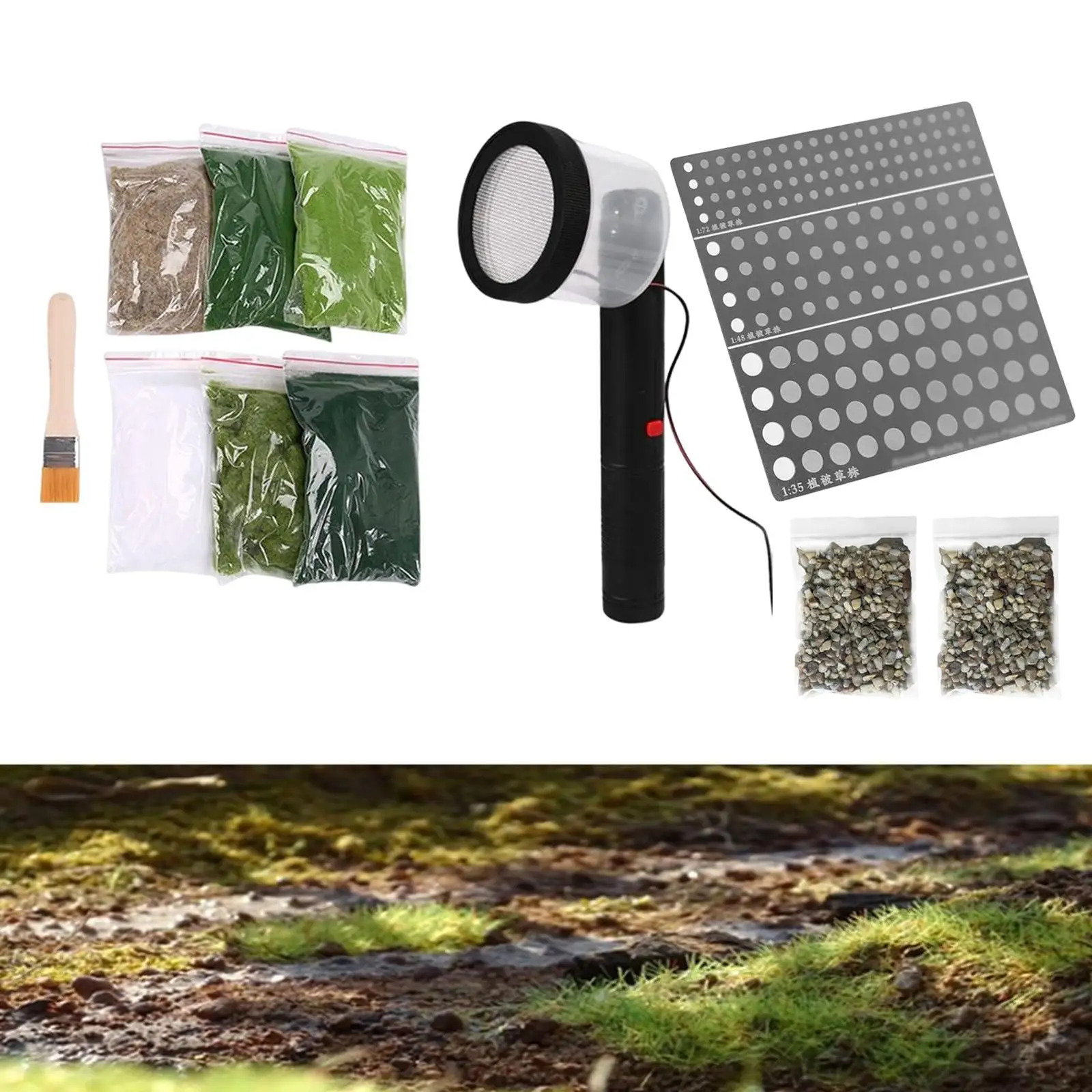 

Static Grass Applicator with Stones Practical Electrostatic Flocking Machine