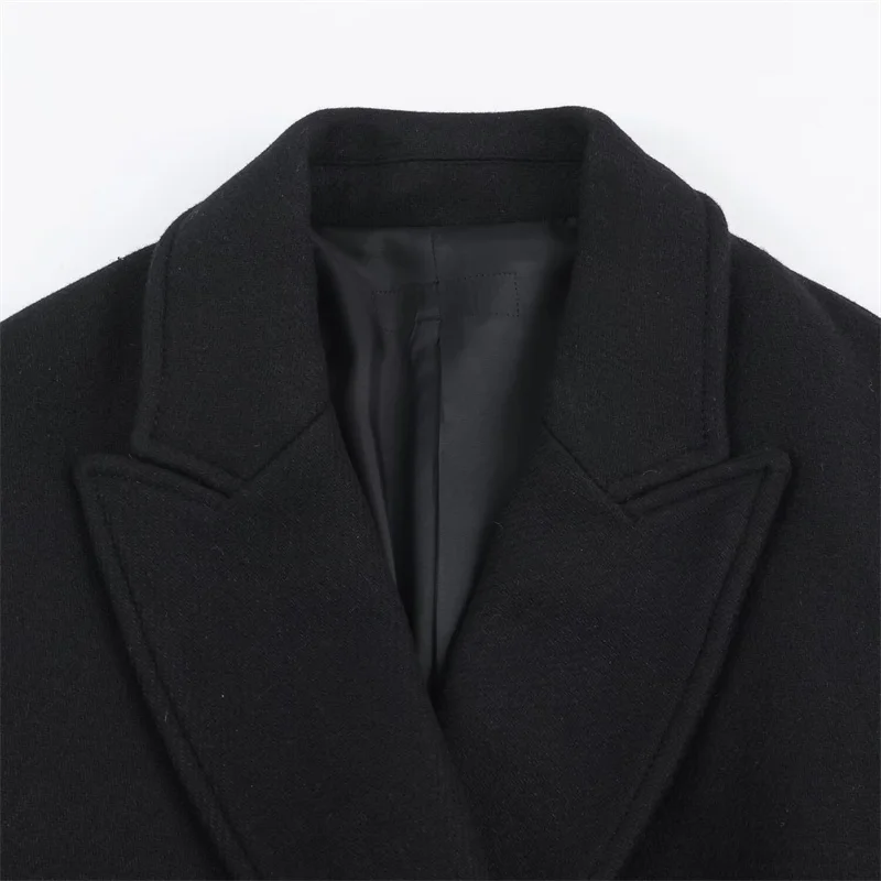 معطف صوف نسائي للخريف والشتاء معطف طويل مخلوط مع حزام ملابس نسائية بسيطة وعصرية