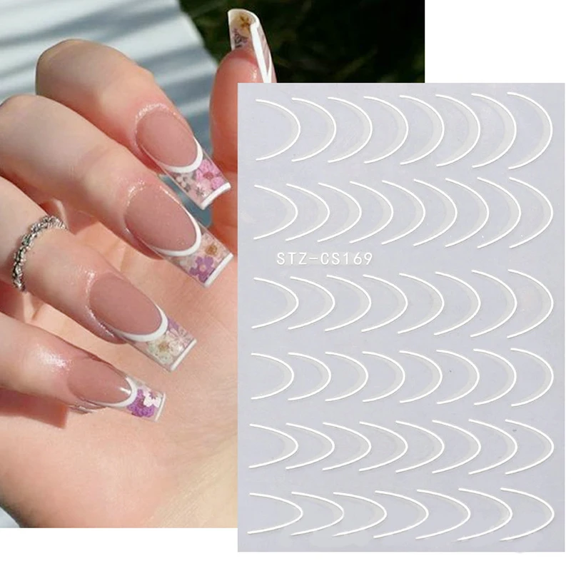 1Pc Metallic Silver Line Nail Manicure Stickers Metal Chrome Stripe Adhesive Decals Tape Swirl French Sliders Decor Foils