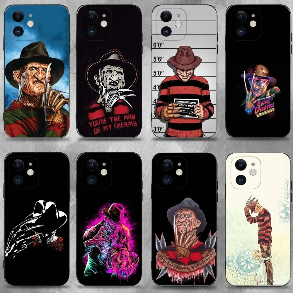 

F-Freddy Horror K-Krueger Phone Case For iPhone 16,15,14,13,12,11 Plus,Pro Max,XS,X,XR,SE,Mini,8,7,Soft Silicone Black Cover