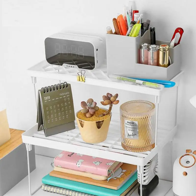 Home Closet Organizer Storage Shelf for Kitchen Rack Cabinet Holder Space Saving Wardrobe Decorative Stackable Foldable Stand