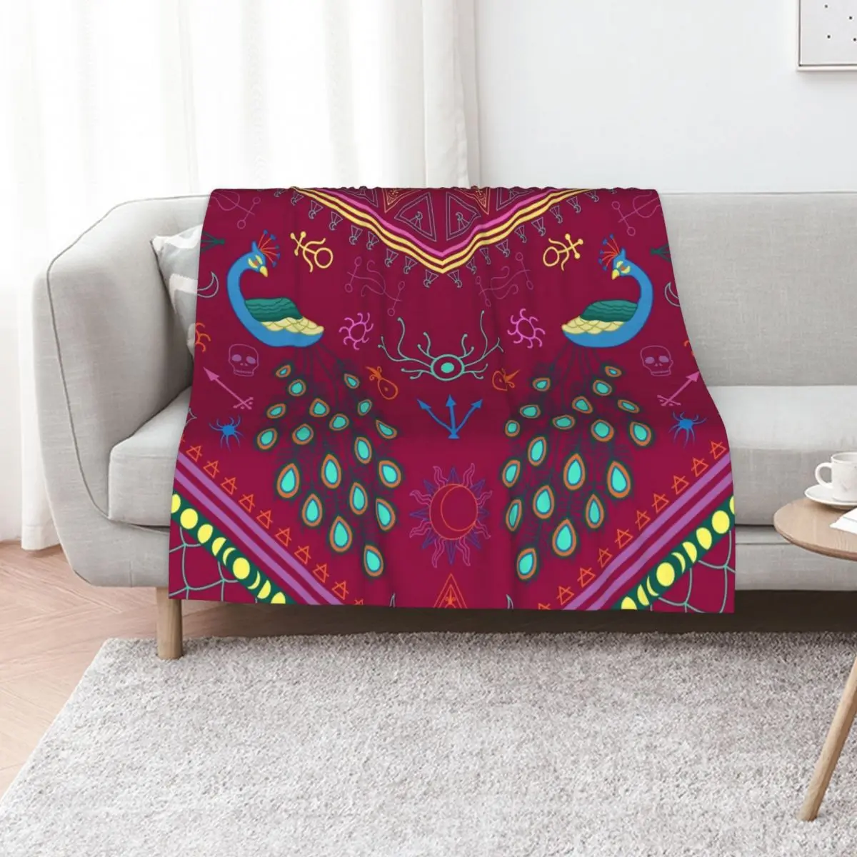 

Mollymauk Tealeaf Inspired Print Throw Blanket Picnic Beautifuls For Sofa Thin valentine gift ideas Blankets