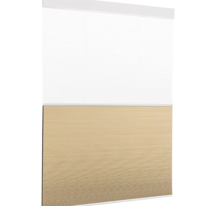 Blackout Fabric Built-In Horizontal Plain Cellular Shades Cordless Day and Night Honeycomb Blinds for Window