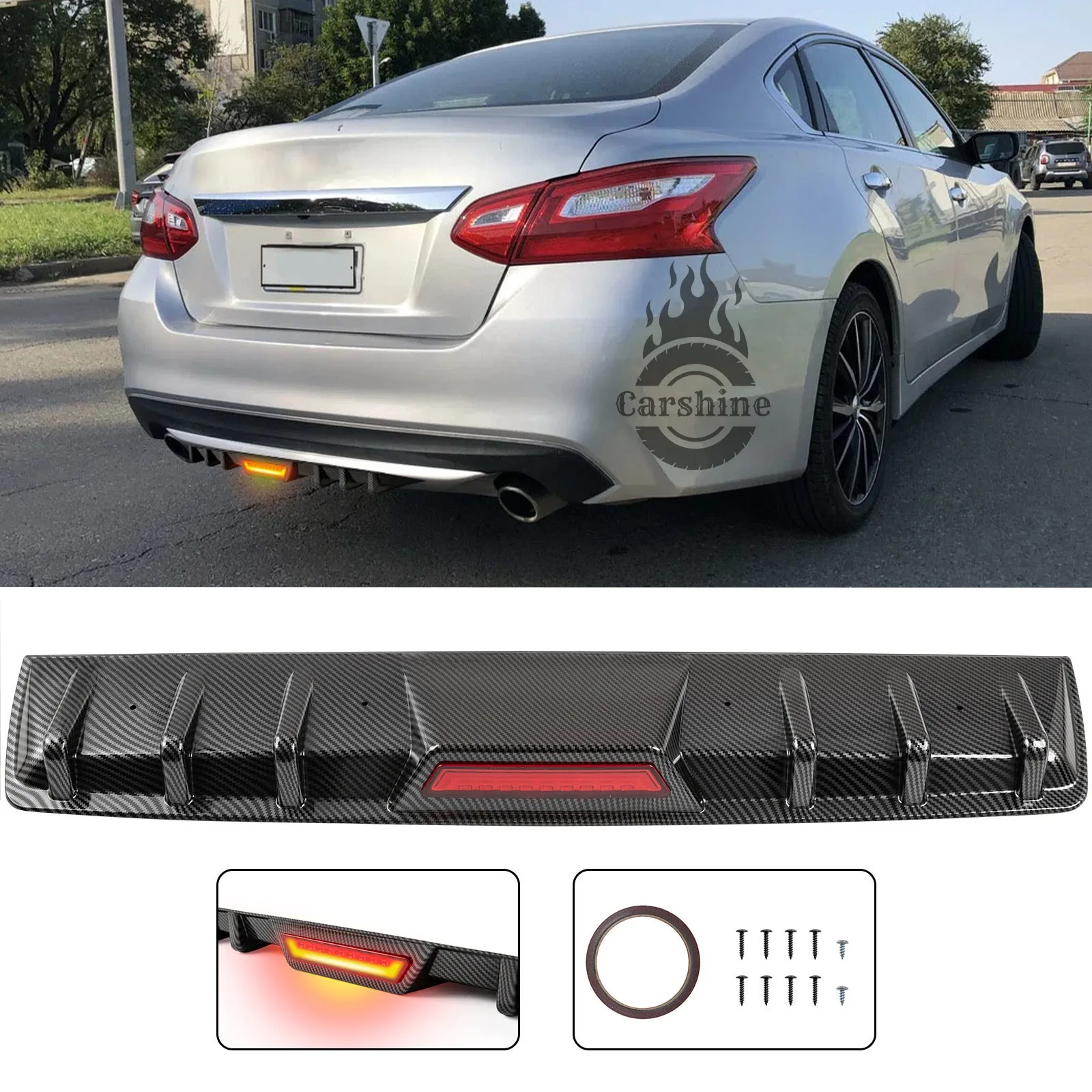 

Задний диффузор-сплиттер с карбоновыми плавниками-«акулиими жабрами» для Nissan Altima